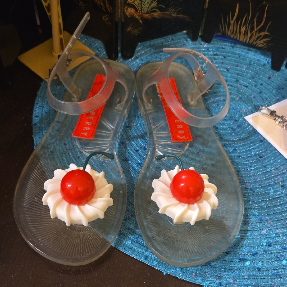 Katy Perry Collections Transparent Sandals with Red Accent